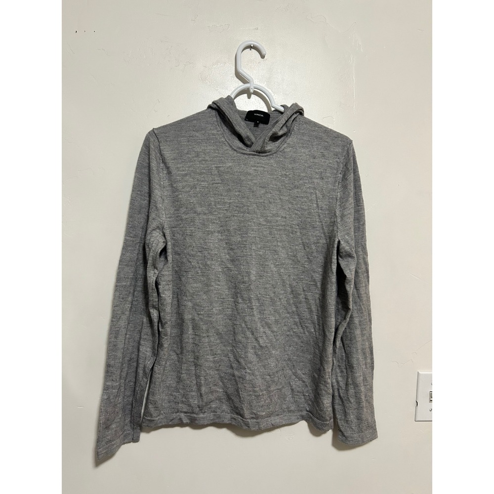 Vince Mens Heather Grey Wool Cashmere Blend Pullover Hoodie MR7856860 Size M